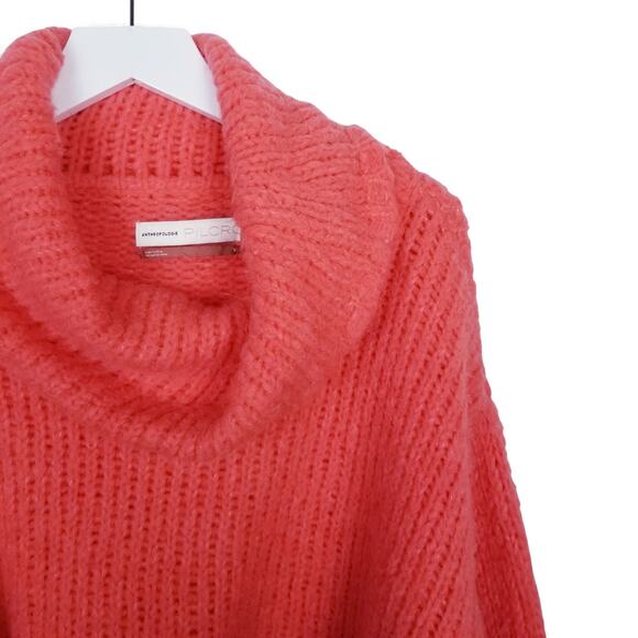 PILCRO Anthropologie Zamora Cowl Neck Alpaca Sweater in Coral #OB1194125 Small - Picture 7 of 15